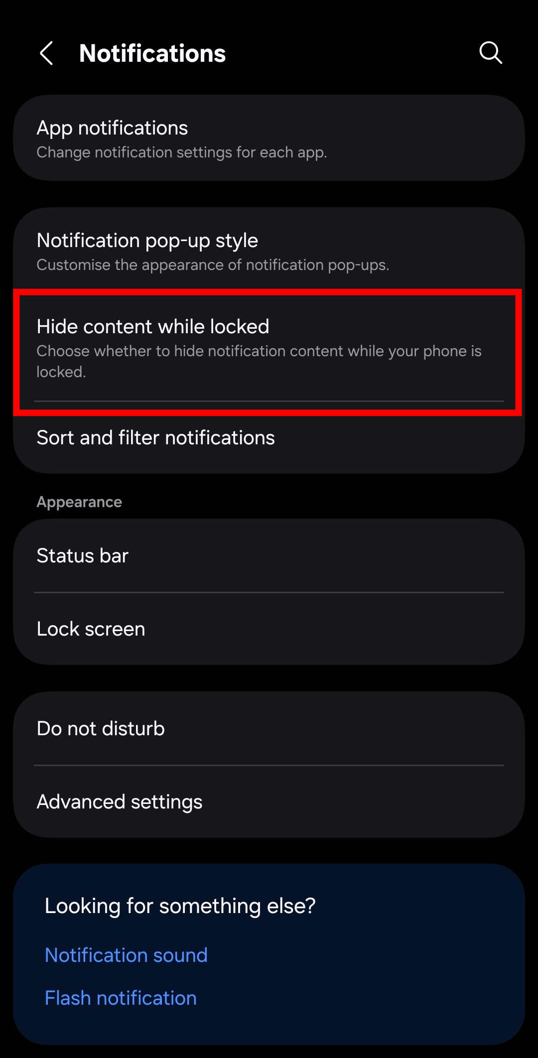 Notifikationsinnehåll på låsskärmen