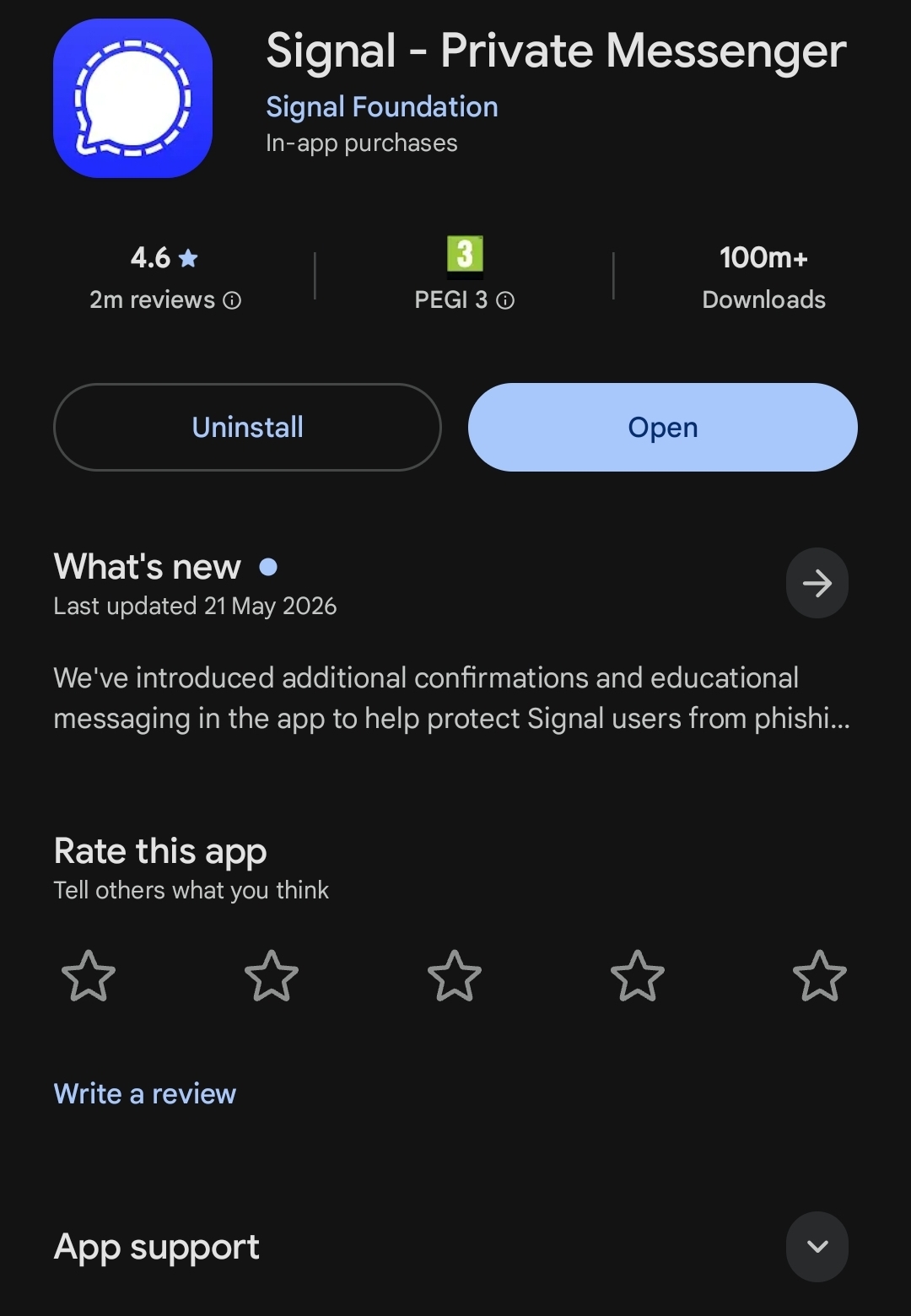 Signal i Google Play Store